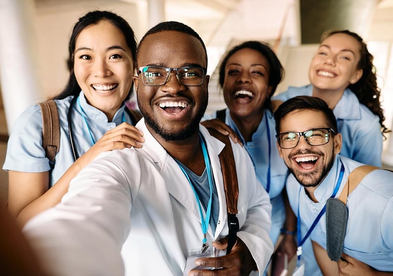 Group of young doctors taking a selfie pic
